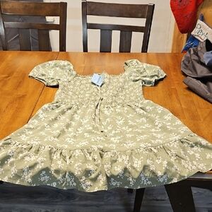 Adorable Green Floral Kids Dress